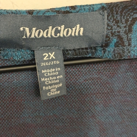 Modcloth Women's Feather Novelty Printed Retro Long Sleeve Dress Size 2X - Picture 5 of 7